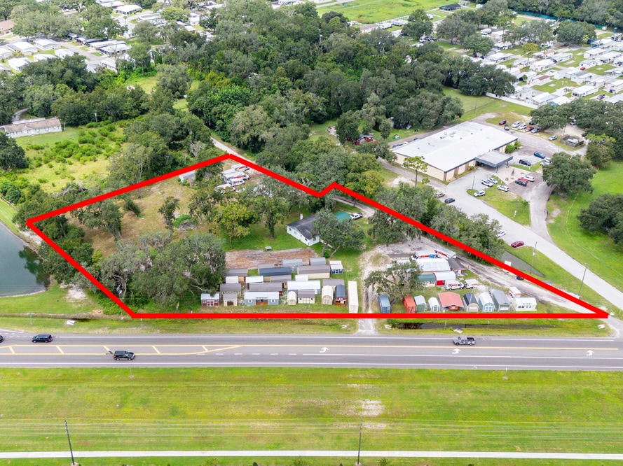 Existing aerial showing highway frontage