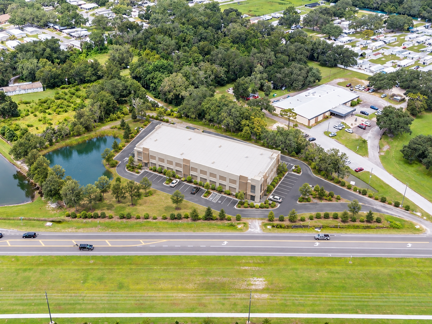 Illustrative three-story self-storage building on the site